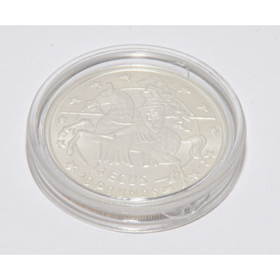 MONEDA GIBRALTAR 14 ECUS - 10 POUNDS 1992 PLATA