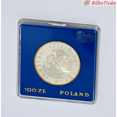 MONEDA 100 ZLOTY DE PLATA OLIMPIADAS XXII