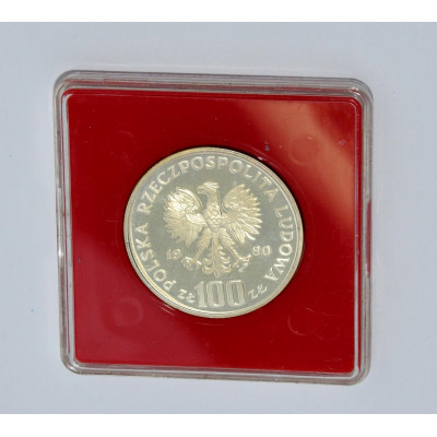 MONEDA 100 ZLOTY DE PLATA OLIMPIADAS XXII