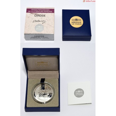 MONEDA CANDIDE VOLTAIRE 2014 10€ PLATA