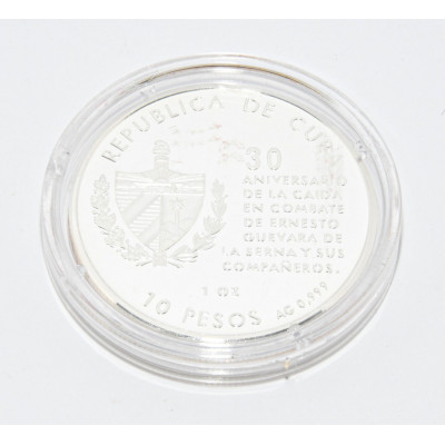 MONEDA CUBA CHE GUERILLERO HEROICO 10 PESO 30 ANIVERSARIO DE SU MUERTE
