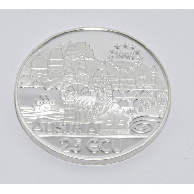MONEDA 25 ECUS 1995 JOHANN STRAUSS PLATA
