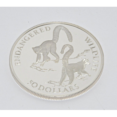 MONEDA 50 DOLARES NEOZELANDESES 1992 PLATA