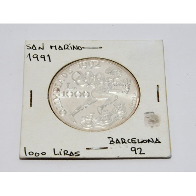 MONEDA SAN MARINO 1000 LIRAS 1991 PLATA