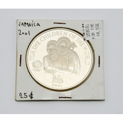 MONEDA JAMAICA 25 DOLARES UNICEF FOR THE CHILDDREN OF THE WORLD 2001 PLATA