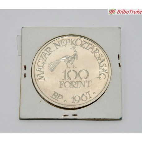 MONEDA 100 FORINT 1967 KIDALY ZOLTAN PLATA