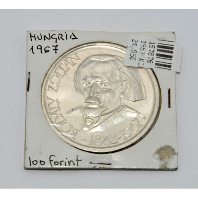 MONEDA 100 FORINT 1967 KIDALY ZOLTAN PLATA