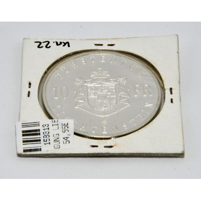MONEDA 10 FR ERBHULDIGUNG LIETCHENSTEIN 1990 PLATA