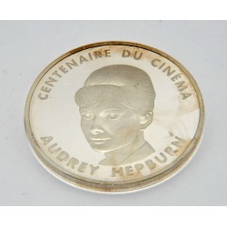 MONEDA 100 FRANCOS 1995 AUDREY HEPBURN PLATA