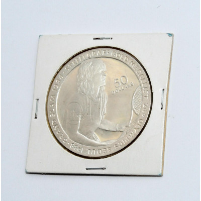 MONEDA 50 DOLAR (NZL) STEFFI GRAF 1988 PLATA