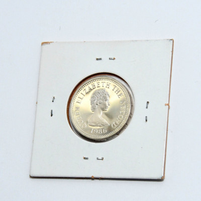 MONEDA 14 LIBRA BAILIWICK OF JERSEY ST. PETER 1986 PLATA