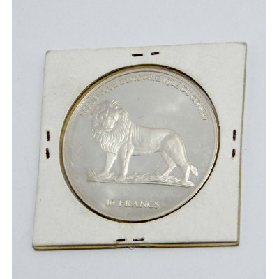 MONEDA 10 FRANCOS CONGO JESUS MILLENIUM PLATA