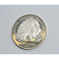 MONEDA 15 ECUS 1991 DESCARTES PLATA