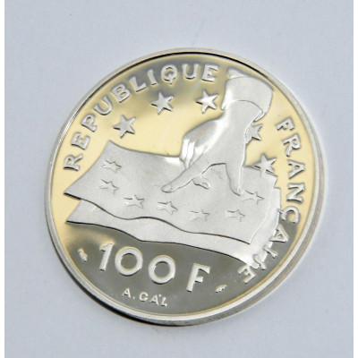 MONEDA 15 ECUS 1991 DESCARTES PLATA