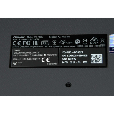 PORTATIL ASUS F509U / INTEL i3-7020U 2.3GHz / 250GB SSD / 8GB RAM / GEFORCE MX110