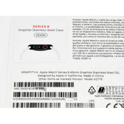 APPLE WATCH SERIES 8 CEL ACERO 45MM GRIS