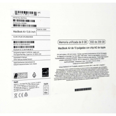 MACBOOK AIR M2 14,2 2022 / CHIP M2 / 256GB SSD / 8GB RAM