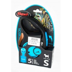 CORREA PARA PERROS EXTENSIBLE FLEXI NEW NEON AZUL