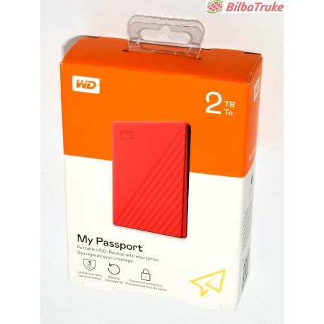 DISCO DURO EXTERNO WD MY PASSPORT 2TB ROJO PRECINTADO