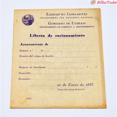 LIBRETA DE RACIONAMIENTO EUZKADI