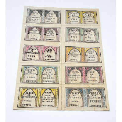 PLANCHA CUPONES RACIONAMIENTO MOTRIL GRANADA 1939