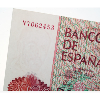 TRES BILLETES CONSECUTIVOS 2000 PESETAS 1980 SERIEN N - BILLETE INTERMEDIO CON ERROR DE IMPRESIÓN