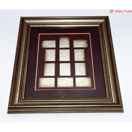 CUADRO COLECCION 12 SELLOS PLATA BIZKAIA