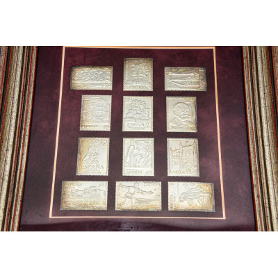 CUADRO COLECCION 12 SELLOS PLATA BIZKAIA