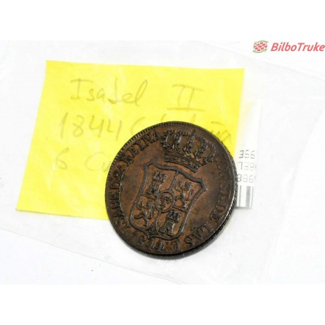 MONEDA 6 CUARTOS ISABEL II CATALUÑA 1844