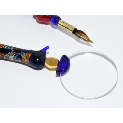 PAREJA PLUMA Y LUPA CRISTAL MURANO