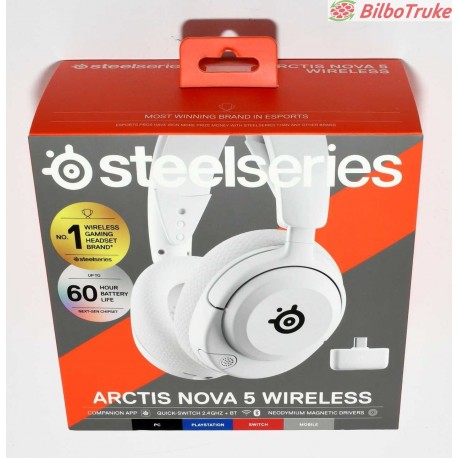 AURICULARES GAMING STEELSERIES ARCTIS NOVA 5 BLANCO PRECINTADO