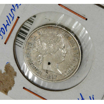 MONEDA 40 CENTIMOS ESCUDO ISABEL II 1867 MADRID