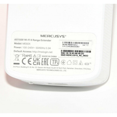 REPETIDOR WIFI 6 RANGE EXTENDER MERCUSYS AX1500 ME60X
