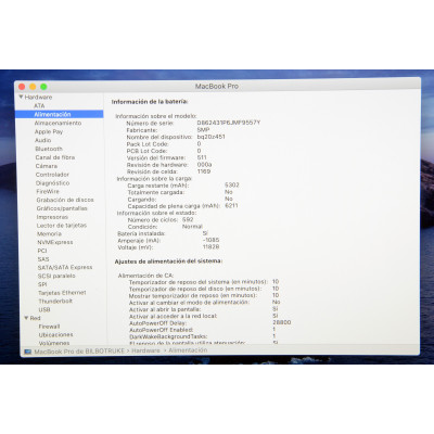 MACBOOK PRO RETINA 13'' 2013 8GB RAM I5 2,6GHZ 256GB SSD A1425