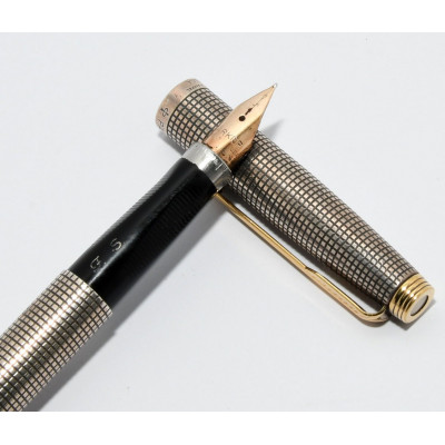 PLUMA PARKER 75 CISELLE PLATA PLUMIN 14K