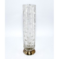 FLORERO CRISTAL CON BASE DE PLATA DE LEY