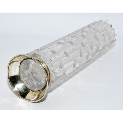 FLORERO CRISTAL CON BASE DE PLATA DE LEY