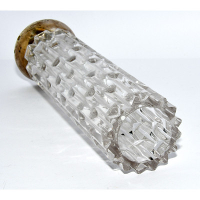 FLORERO CRISTAL CON BASE DE PLATA DE LEY