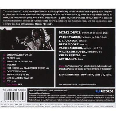 Miles Davis - Birdland Jam Session June 30, 1950 (CD, Unofficial)