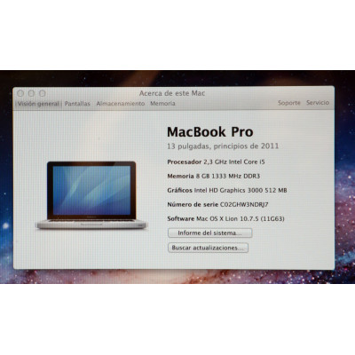 MACBOOK PRO 8.1 A1278 13"