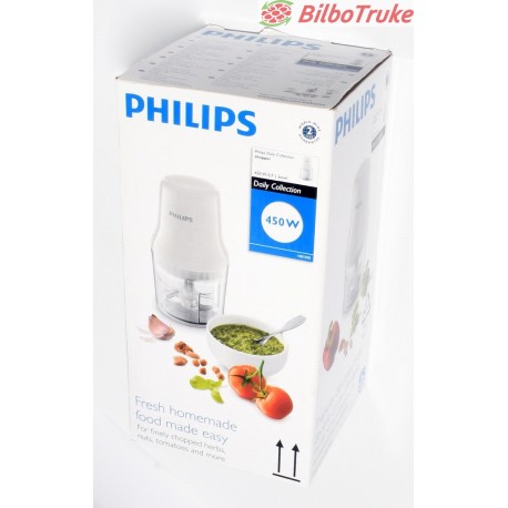 Philips Daily HR1393/00 - Picadora, 450 W, 0.7 L, Blanco / Transparente
