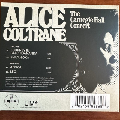 Alice Coltrane - The Carnegie Hall Concert (2xCD, Album, Dig)