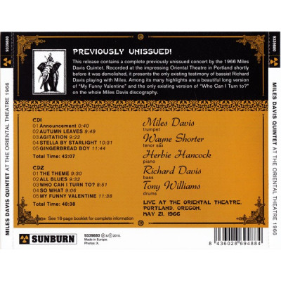 Miles Davis Quintet* - Live At The Oriental Theatre 1966 (2xCD, Unofficial)