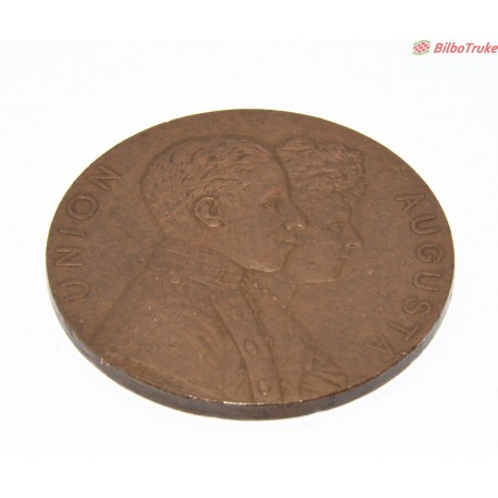 MEDALLA UNIÓN AUGUSTA ALFONSO XIII Y VICTORIA EUGENIA DE BATTENBERG, MADRID 1906