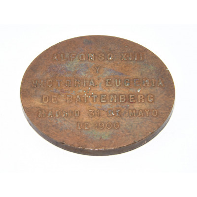 MEDALLA UNIÓN AUGUSTA ALFONSO XIII Y VICTORIA EUGENIA DE BATTENBERG, MADRID 1906