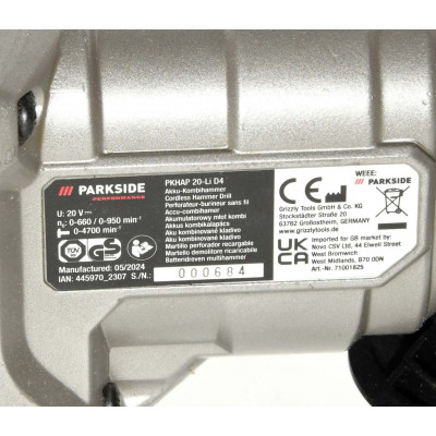 TALADRO PERCUTOR 20V PARKSIDE PKHAP 20 LI