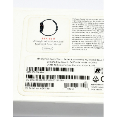 APPLE WATCH SERIES 8 45MM CEL ALUMINIO NEGRO