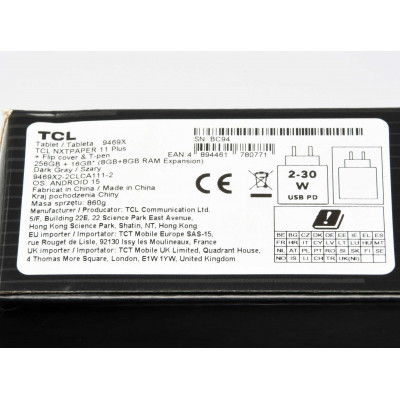 TABLET TCL NXTPAPER 11 PLUS 256GB GRIS NUEVO