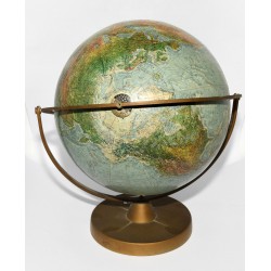 ANTIGUO GLOBO TERRAQUEO DOBLE EJE CON RELIEVE