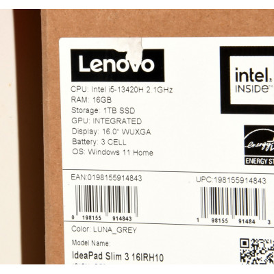 PORTATIL 16p LENOVO IDEAPAD SLIM 3 16IRH10 / i5-13420H 2.1GHz / 1TB SSD / 16GB RAM